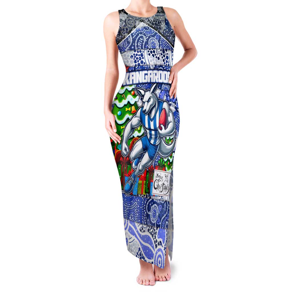 Custom Kangaroos Rugby Merry Christmas Family Matching Tank Maxi Dress and Hawaiian Shirt Indigenous Australian Art