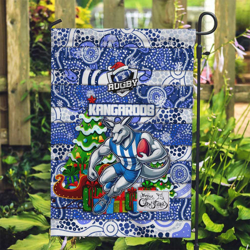 Kangaroos Football Merry Christmas Garden Flag Indigenous Australian Art