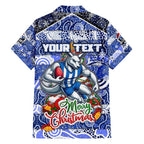 Custom Kangaroos Rugby Merry Christmas Hawaiian Shirt Indigenous Australian Art