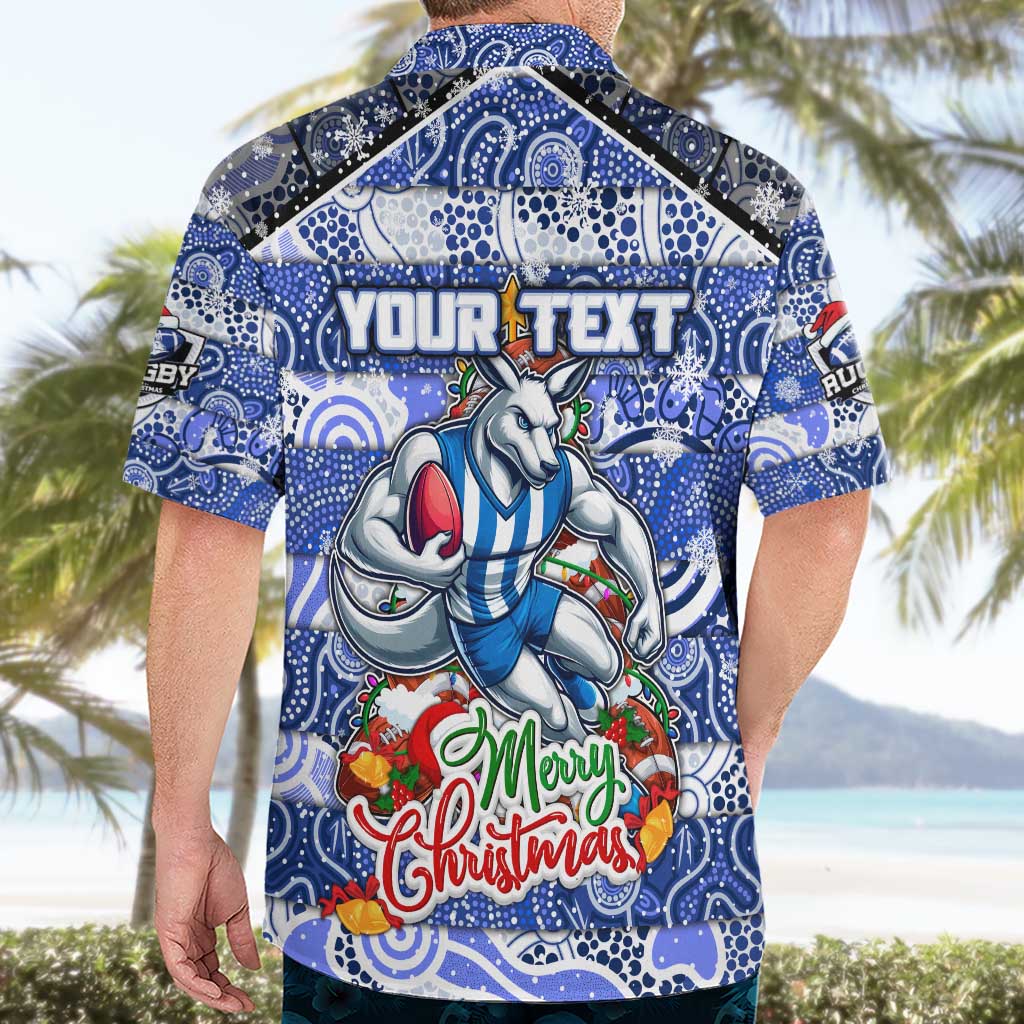 Custom Kangaroos Rugby Merry Christmas Hawaiian Shirt Indigenous Australian Art