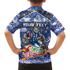 Custom Kangaroos Rugby Merry Christmas Hawaiian Shirt Indigenous Australian Art
