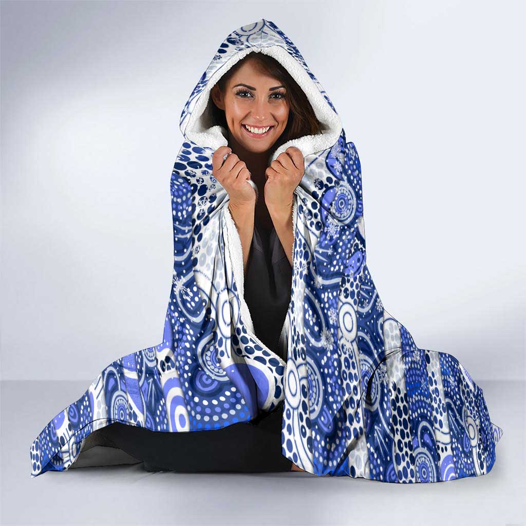 Kangaroos Football Merry Christmas Hooded Blanket Indigenous Australian Art
