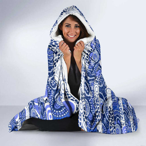 Kangaroos Football Merry Christmas Hooded Blanket Indigenous Australian Art