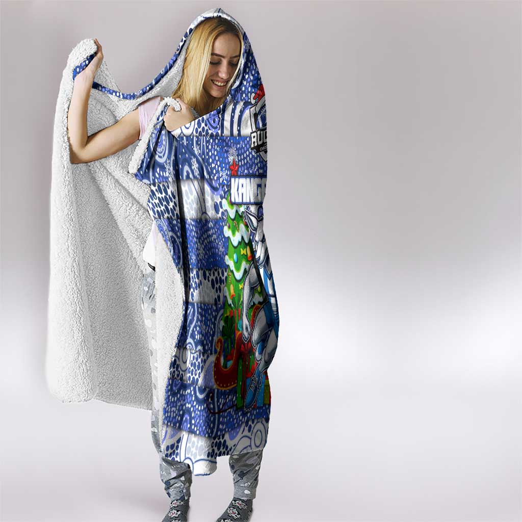 Kangaroos Football Merry Christmas Hooded Blanket Indigenous Australian Art