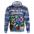 Custom Kangaroos Rugby Merry Christmas Hoodie Indigenous Australian Art