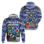 Custom Kangaroos Rugby Merry Christmas Hoodie Indigenous Australian Art