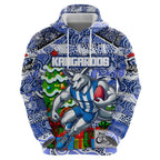 Custom Kangaroos Rugby Merry Christmas Hoodie Indigenous Australian Art