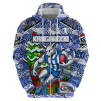 Custom Kangaroos Rugby Merry Christmas Hoodie Indigenous Australian Art