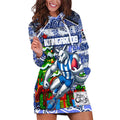 Custom Kangaroos Rugby Merry Christmas Hoodie Dress Indigenous Australian Art