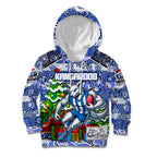 Custom Kangaroos Rugby Merry Christmas Kid Hoodie Indigenous Australian Art