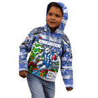 Custom Kangaroos Rugby Merry Christmas Kid Hoodie Indigenous Australian Art