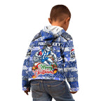Custom Kangaroos Rugby Merry Christmas Kid Hoodie Indigenous Australian Art