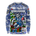 Custom Kangaroos Rugby Merry Christmas Long Sleeve Shirt Indigenous Australian Art
