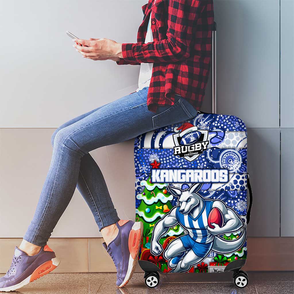 Kangaroos Football Merry Christmas Luggage Cover Indigenous Australian Art