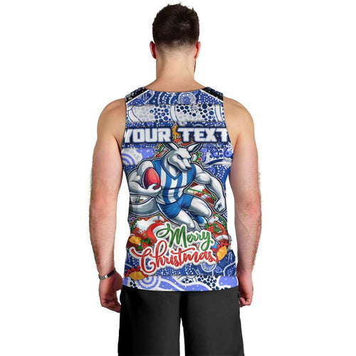 Custom Kangaroos Rugby Merry Christmas Men Tank Top Indigenous Australian Art