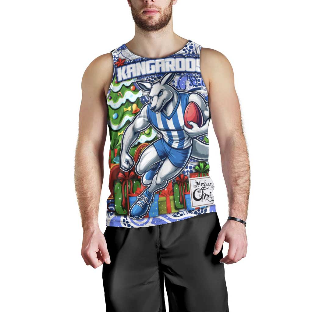 Custom Kangaroos Rugby Merry Christmas Men Tank Top Indigenous Australian Art
