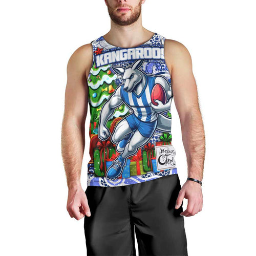 Custom Kangaroos Rugby Merry Christmas Men Tank Top Indigenous Australian Art