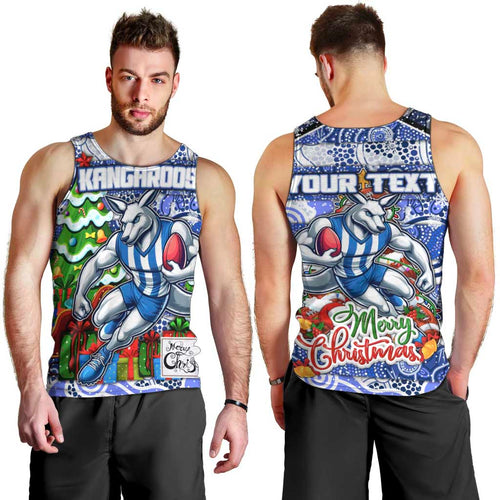 Custom Kangaroos Rugby Merry Christmas Men Tank Top Indigenous Australian Art