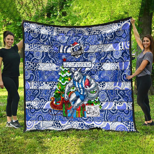Kangaroos Football Merry Christmas Quilt Indigenous Australian Art