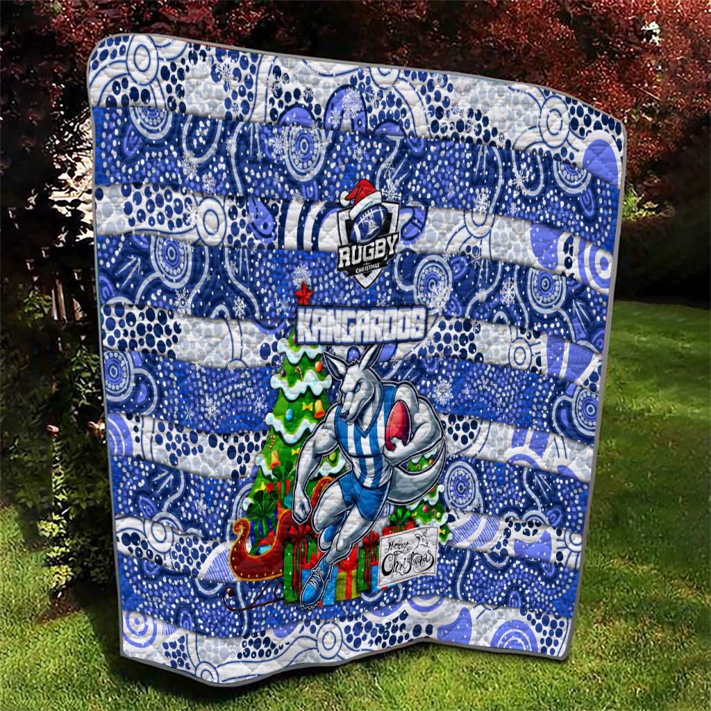 Kangaroos Football Merry Christmas Quilt Indigenous Australian Art