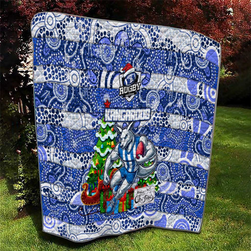 Kangaroos Football Merry Christmas Quilt Indigenous Australian Art