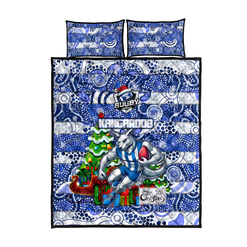 Kangaroos Football Merry Christmas Quilt Bed Set Indigenous Australian Art