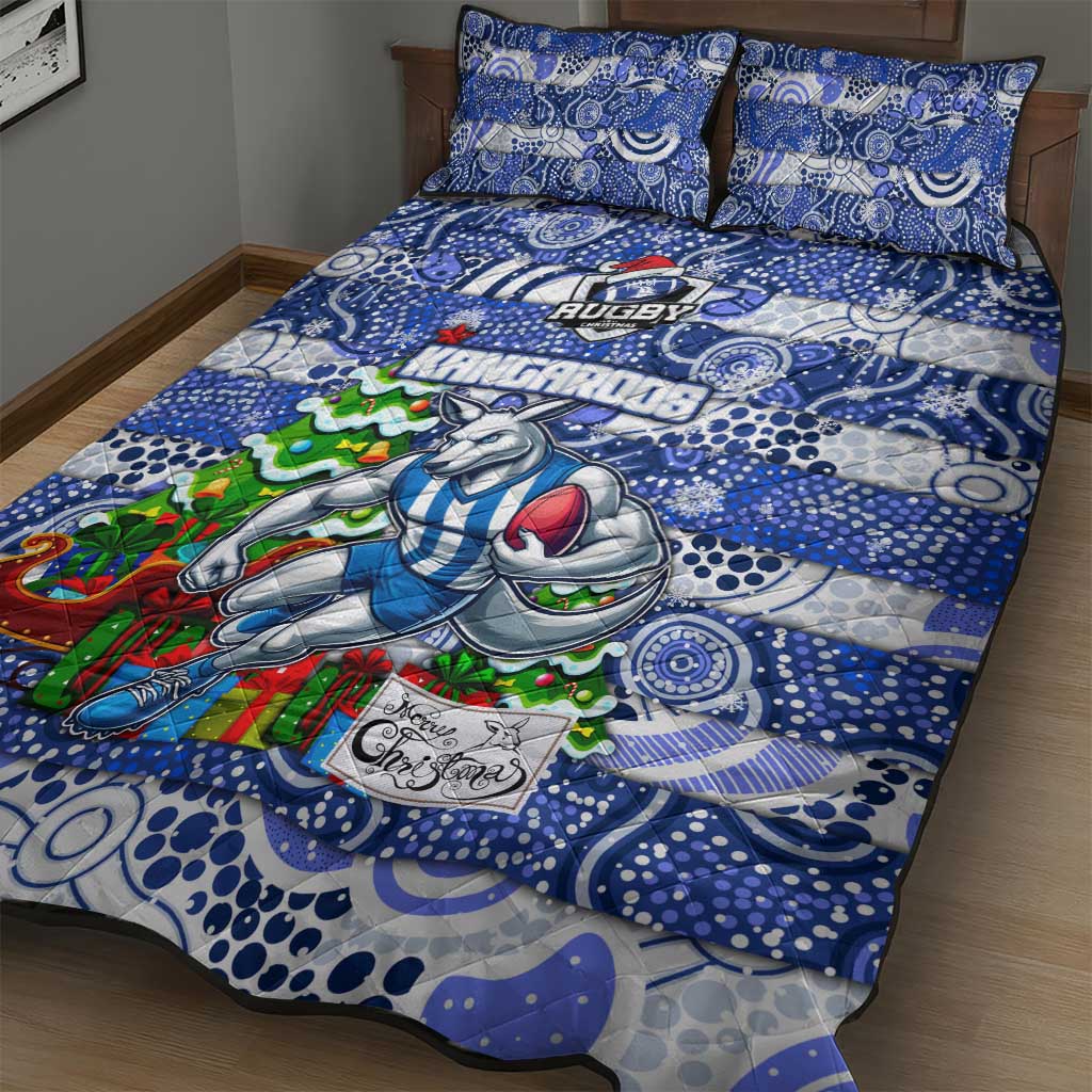 Kangaroos Football Merry Christmas Quilt Bed Set Indigenous Australian Art