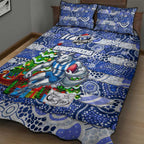 Kangaroos Football Merry Christmas Quilt Bed Set Indigenous Australian Art