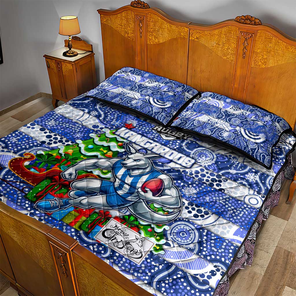 Kangaroos Football Merry Christmas Quilt Bed Set Indigenous Australian Art