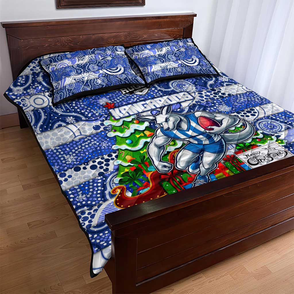 Kangaroos Football Merry Christmas Quilt Bed Set Indigenous Australian Art