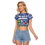 Custom Kangaroos Rugby Merry Christmas Raglan Cropped T Shirt Indigenous Australian Art