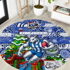Kangaroos Football Merry Christmas Round Carpet Indigenous Australian Art