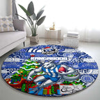 Kangaroos Football Merry Christmas Round Carpet Indigenous Australian Art