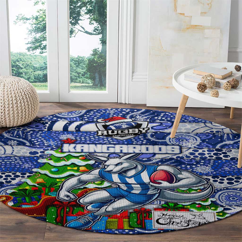 Kangaroos Football Merry Christmas Round Carpet Indigenous Australian Art
