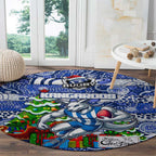 Kangaroos Football Merry Christmas Round Carpet Indigenous Australian Art
