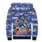 Custom Kangaroos Rugby Merry Christmas Sherpa Hoodie Indigenous Australian Art
