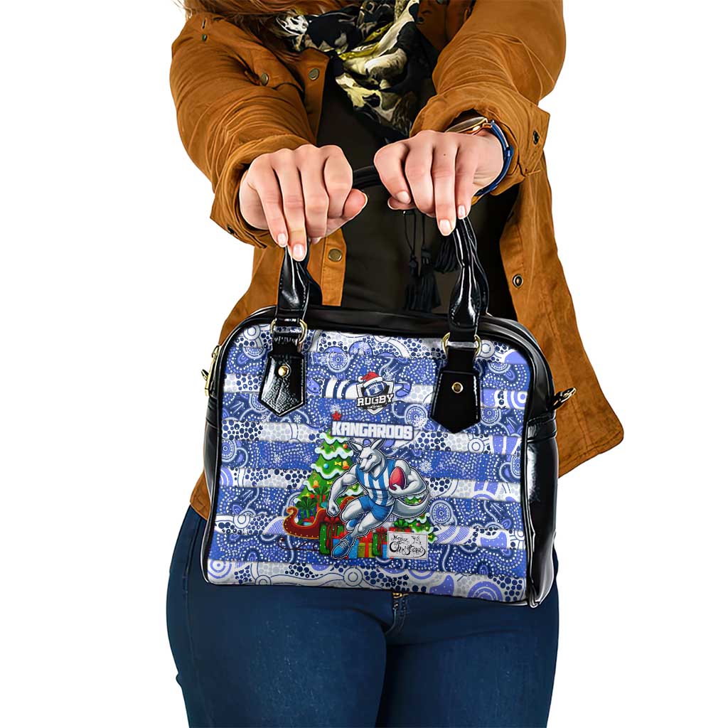 Kangaroos Football Merry Christmas Shoulder Handbag Indigenous Australian Art