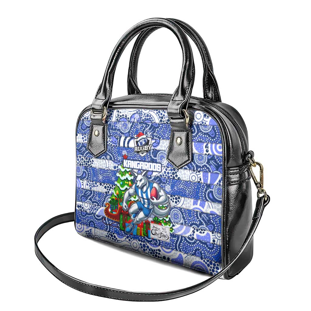 Kangaroos Football Merry Christmas Shoulder Handbag Indigenous Australian Art