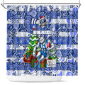 Kangaroos Football Merry Christmas Shower Curtain Indigenous Australian Art