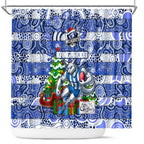 Kangaroos Football Merry Christmas Shower Curtain Indigenous Australian Art