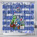 Kangaroos Football Merry Christmas Shower Curtain Indigenous Australian Art