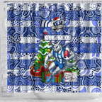 Kangaroos Football Merry Christmas Shower Curtain Indigenous Australian Art