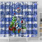 Kangaroos Football Merry Christmas Shower Curtain Indigenous Australian Art
