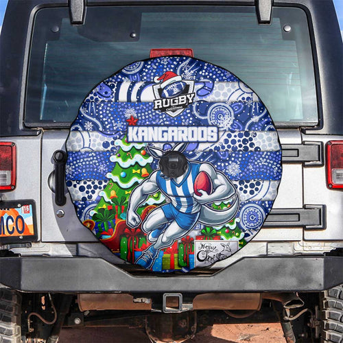 Kangaroos Football Merry Christmas Spare Tire Cover Indigenous Australian Art