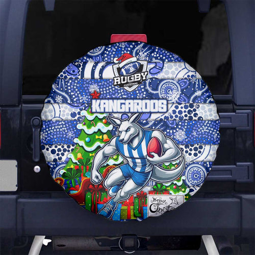 Kangaroos Football Merry Christmas Spare Tire Cover Indigenous Australian Art