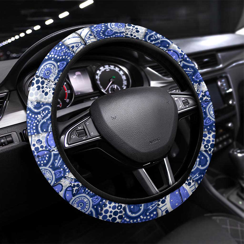 Kangaroos Football Merry Christmas Steering Wheel Cover Indigenous Australian Art