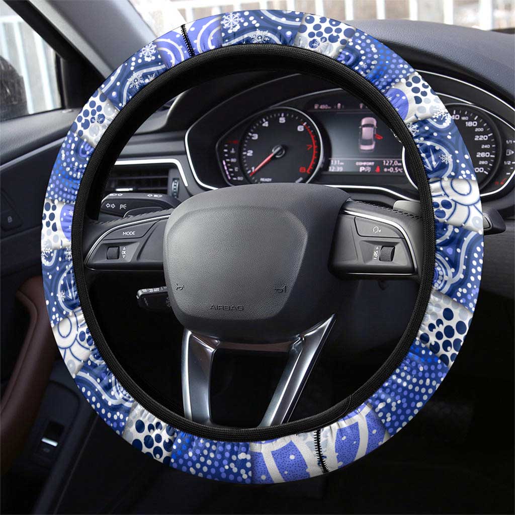 Kangaroos Football Merry Christmas Steering Wheel Cover Indigenous Australian Art