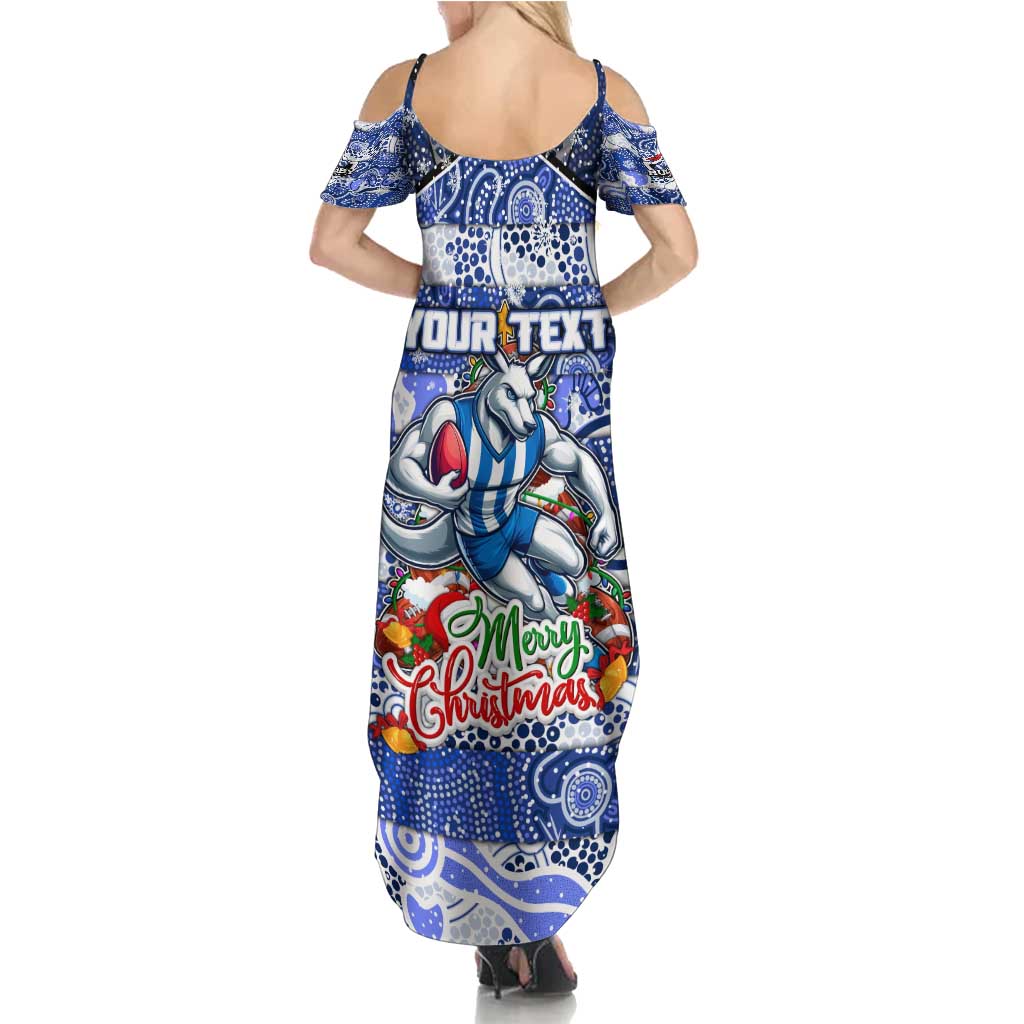 Custom Kangaroos Rugby Merry Christmas Summer Maxi Dress Indigenous Australian Art