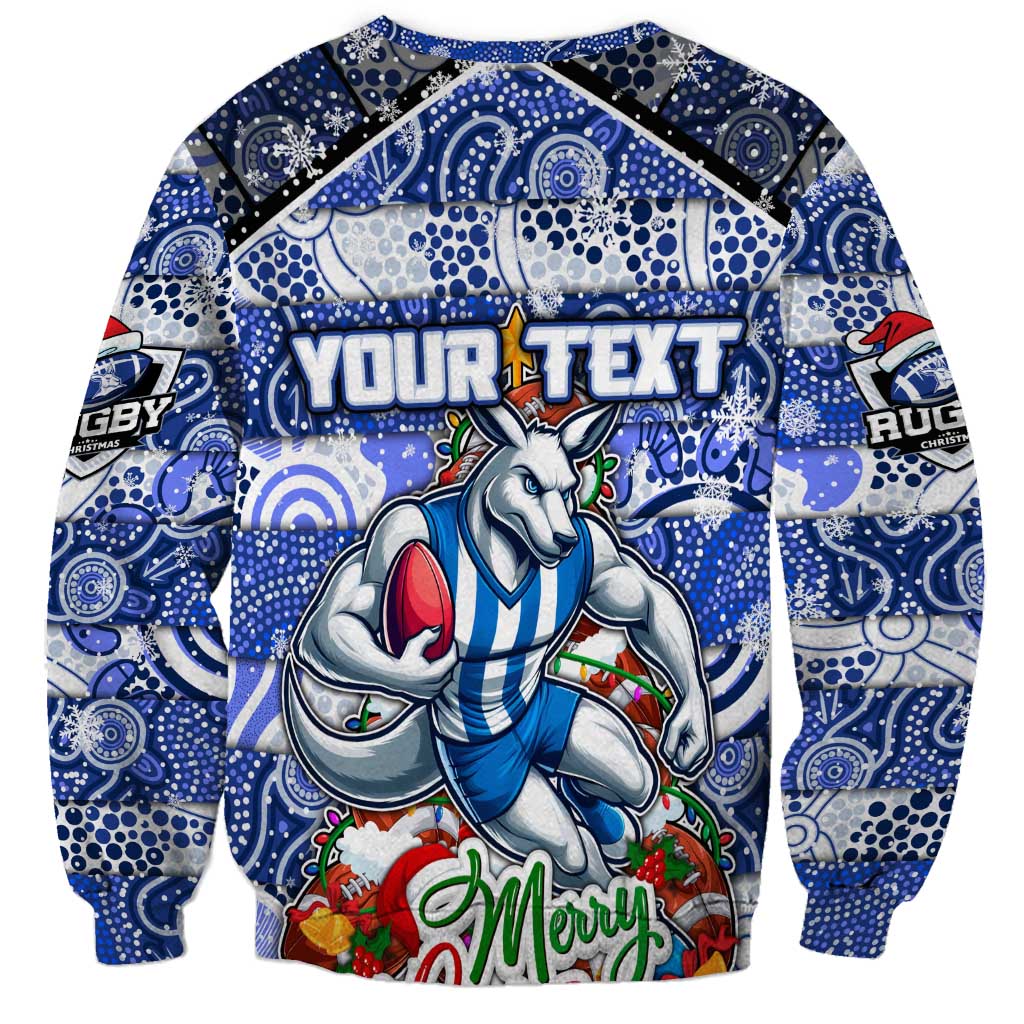 Custom Kangaroos Rugby Merry Christmas Sweatshirt Indigenous Australian Art