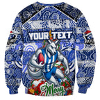 Custom Kangaroos Rugby Merry Christmas Sweatshirt Indigenous Australian Art